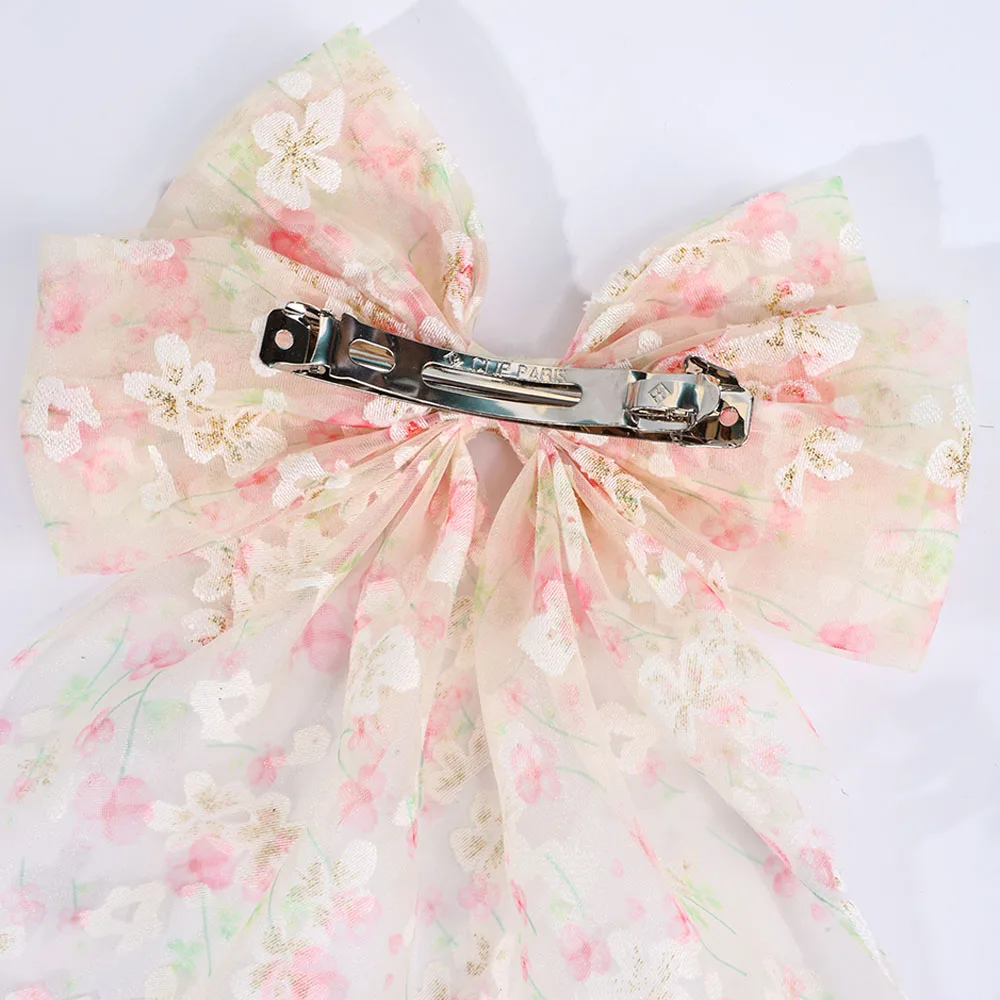 Sweet Lace Large Bow Hair Clip Elegant Embroidery Double-Layer Bownot Hairpin For Girls Korean Kids Accessories Headwear Gift