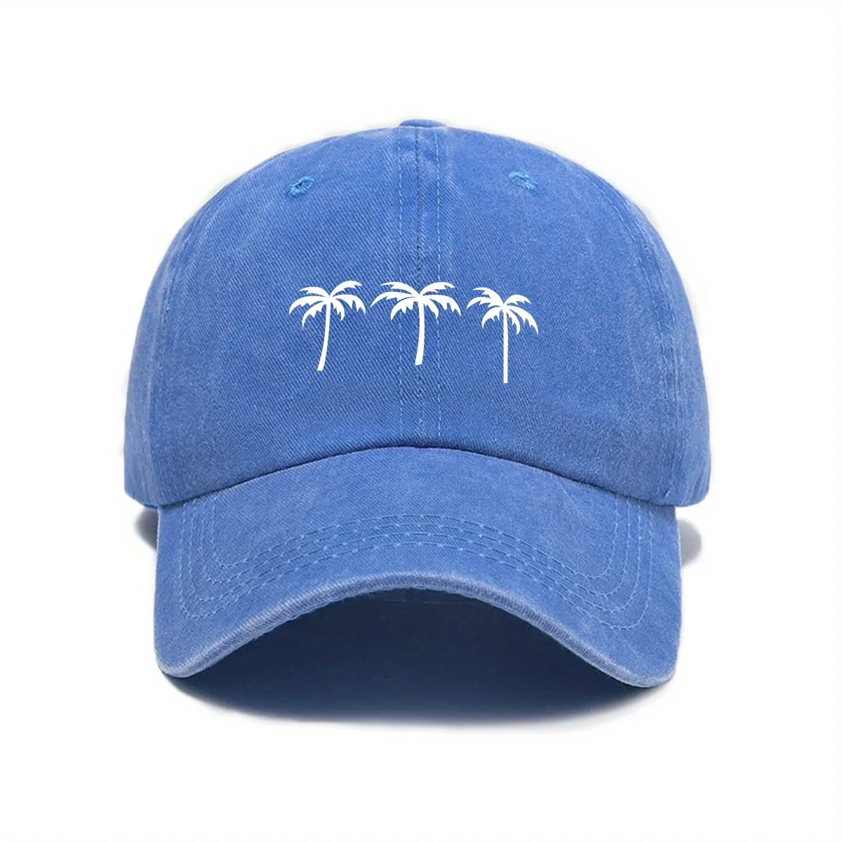 Three coconut tree printed baseball caps for men and women, casual outdoor travel, beach duckbill caps, simple accessories