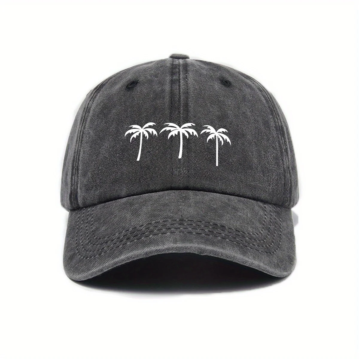 Three coconut tree printed baseball caps for men and women, casual outdoor travel, beach duckbill caps, simple accessories