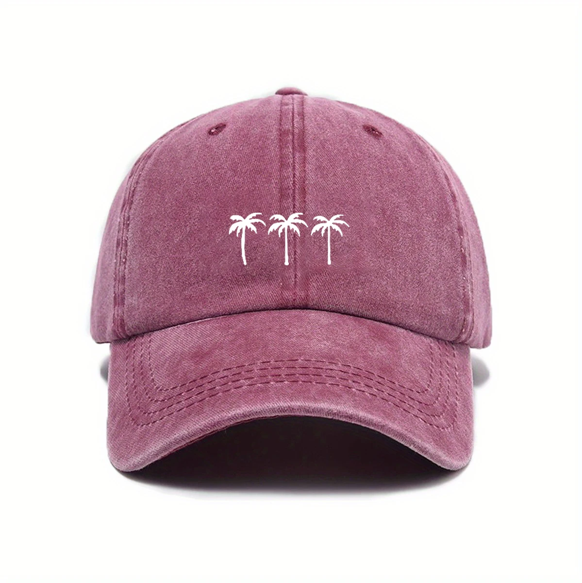 Three coconut tree printed baseball caps for men and women, casual outdoor travel, beach duckbill caps, simple accessories