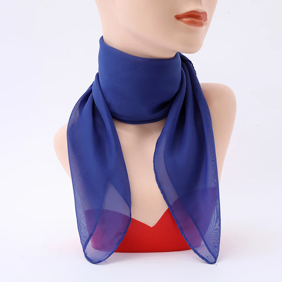 Solid Color Chiffon Small Scarf Women's Neckerchief 65*65cm Square Scarf Shawls Female Hair Ties Bands Shawls