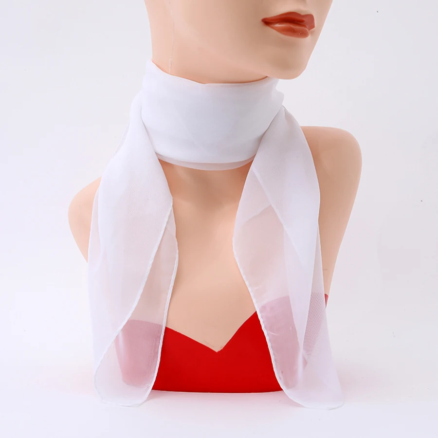 Solid Color Chiffon Small Scarf Women's Neckerchief 65*65cm Square Scarf Shawls Female Hair Ties Bands Shawls
