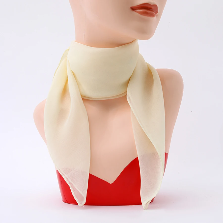 Solid Color Chiffon Small Scarf Women's Neckerchief 65*65cm Square Scarf Shawls Female Hair Ties Bands Shawls