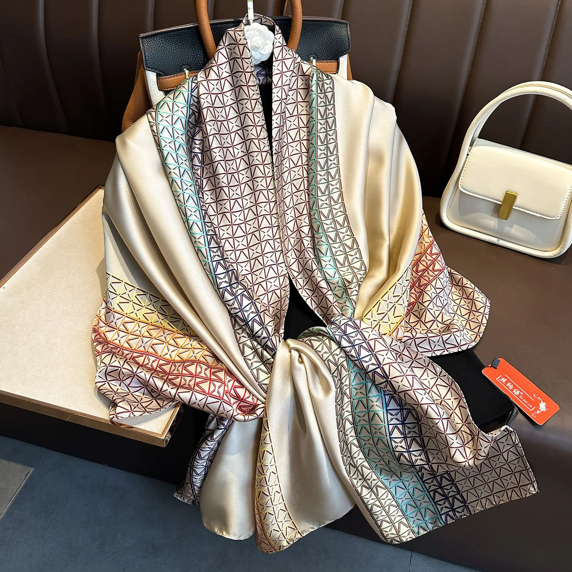 Luxury Brand Silk Scarves Women Fashion Print 180X90CM Long Scarf Popular Silk Headscarf Lady Sunscreen Beach Quality Shawl