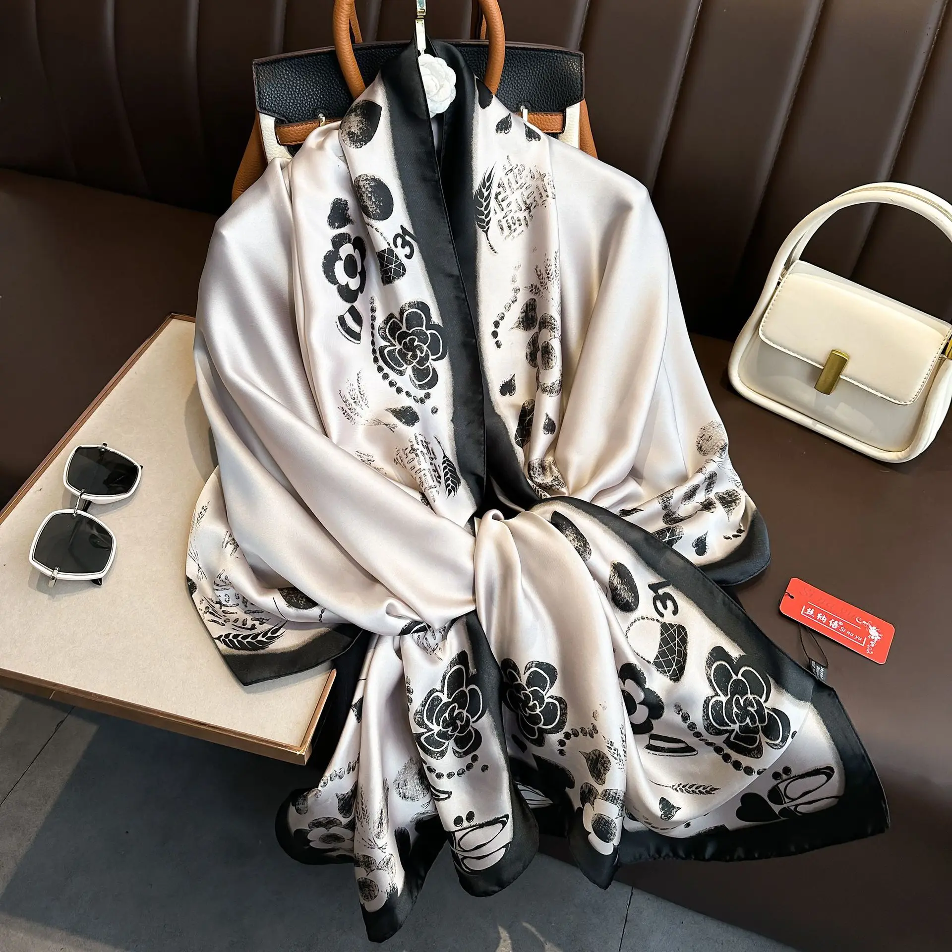 Luxury Brand Silk Scarves Women Fashion Print 180X90CM Long Scarf Popular Silk Headscarf Lady Sunscreen Beach Quality Shawl