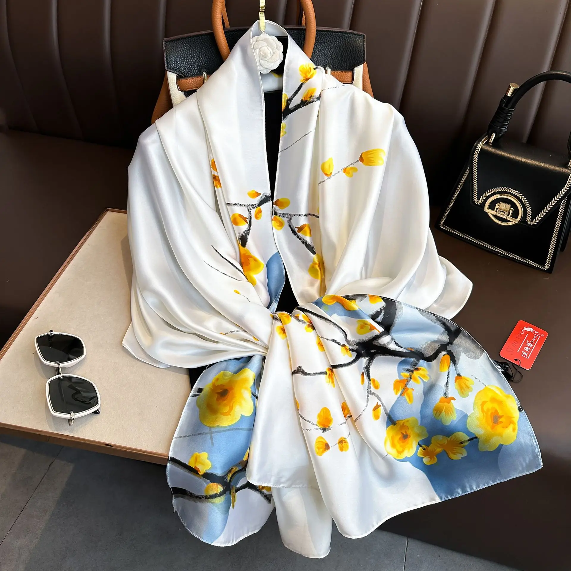 Luxury Brand Silk Scarves Women Fashion Print 180X90CM Long Scarf Popular Silk Headscarf Lady Sunscreen Beach Quality Shawl