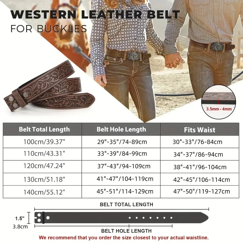 No Buckle Genuine Leather Belt without Automatic Buckle Retro Strap Business Male Belt Body for Women Men Jeans Western Style