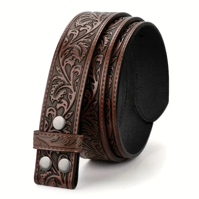 No Buckle Genuine Leather Belt without Automatic Buckle Retro Strap Business Male Belt Body for Women Men Jeans Western Style
