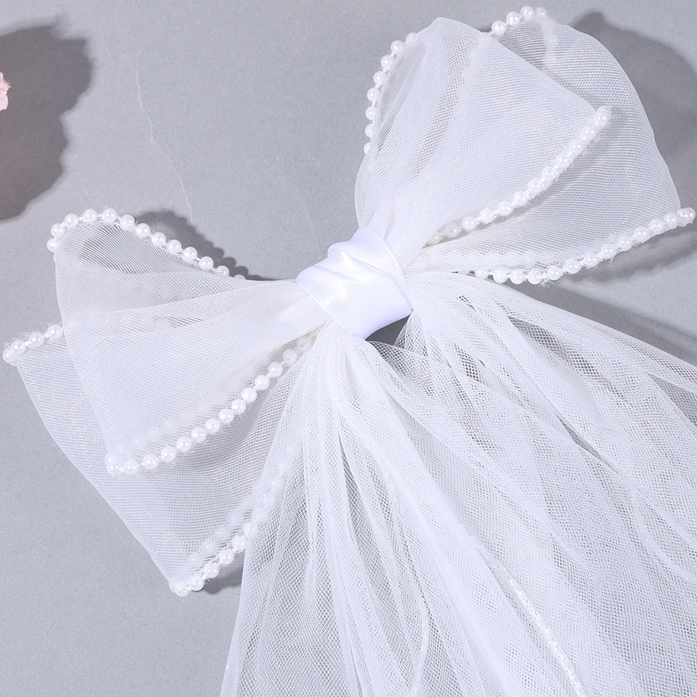 White Tulle Hair Clips For Girls Fairy Mesh Bow Large Hairpin Flower Barrette Summer Party Wedding Women Headdress Accessories