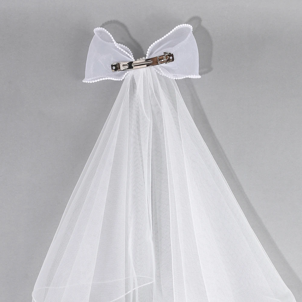 White Tulle Hair Clips For Girls Fairy Mesh Bow Large Hairpin Flower Barrette Summer Party Wedding Women Headdress Accessories