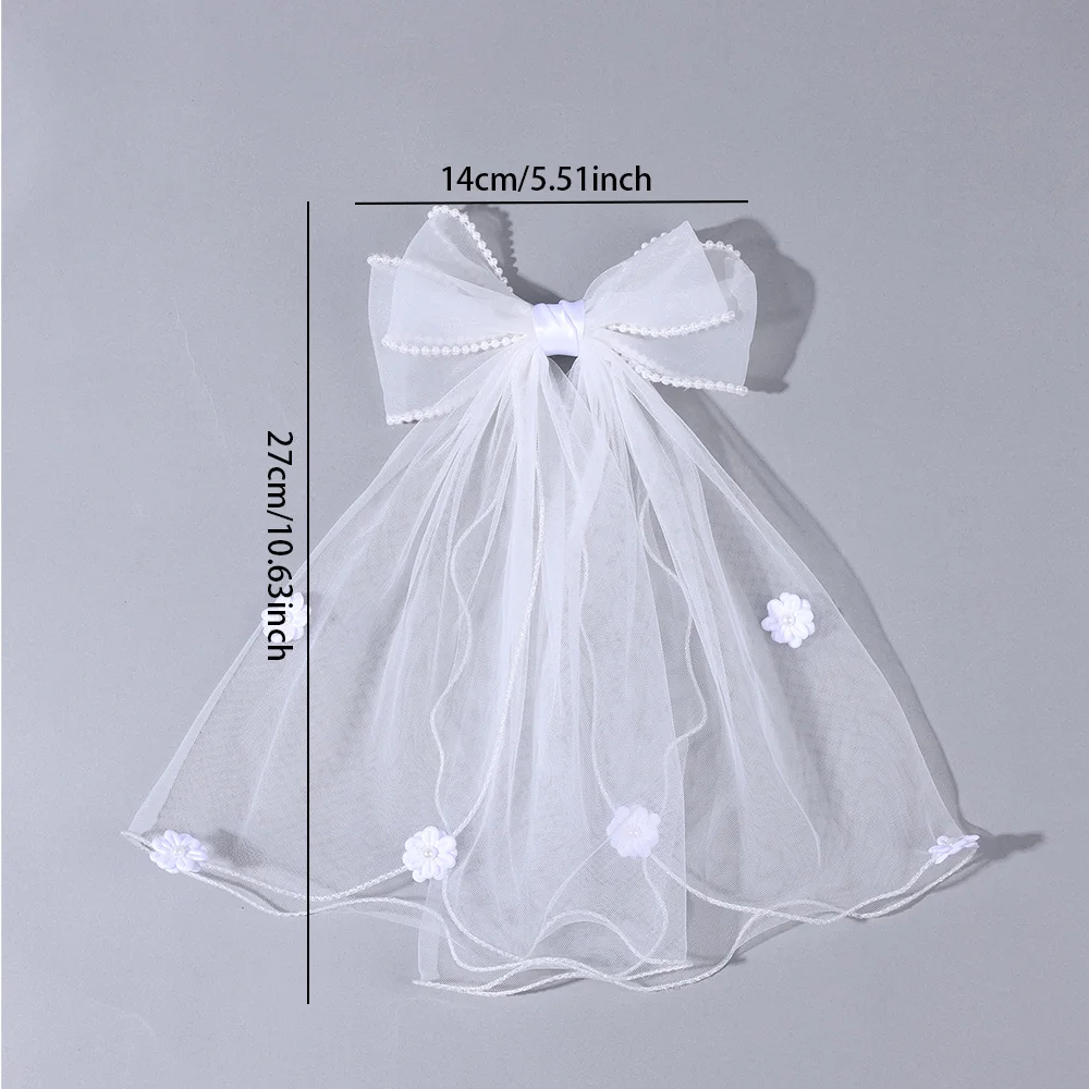 White Tulle Hair Clips For Girls Fairy Mesh Bow Large Hairpin Flower Barrette Summer Party Wedding Women Headdress Accessories