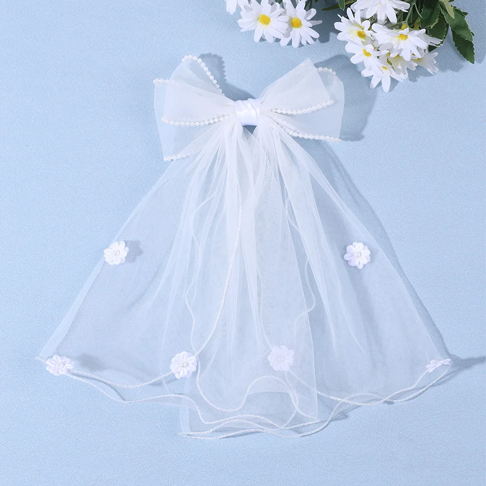 White Tulle Hair Clips For Girls Fairy Mesh Bow Large Hairpin Flower Barrette Summer Party Wedding Women Headdress Accessories