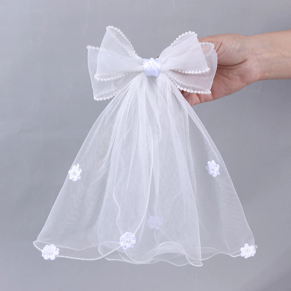 White Tulle Hair Clips For Girls Fairy Mesh Bow Large Hairpin Flower Barrette Summer Party Wedding Women Headdress Accessories