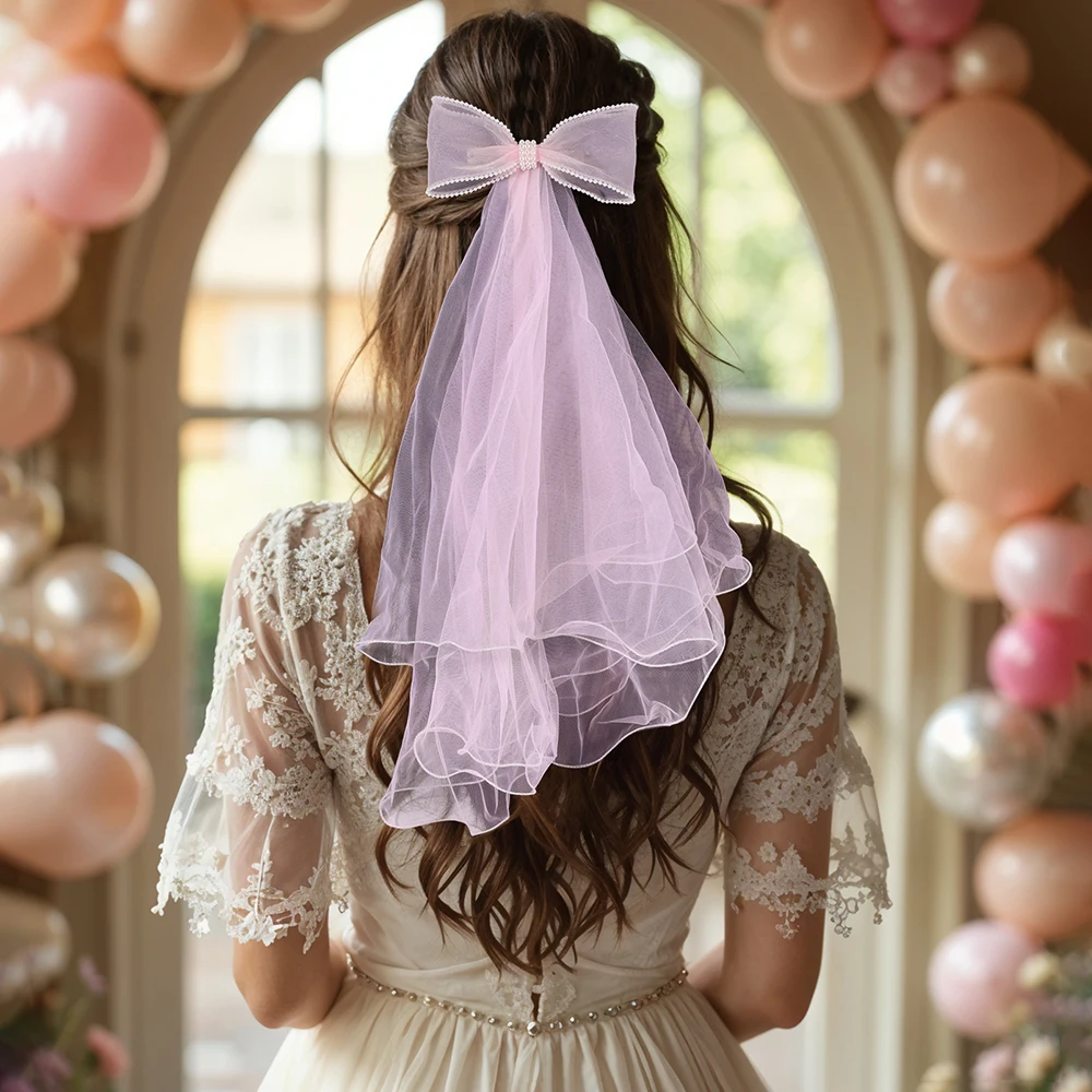 White Tulle Hair Clips For Girls Fairy Mesh Bow Large Hairpin Flower Barrette Summer Party Wedding Women Headdress Accessories