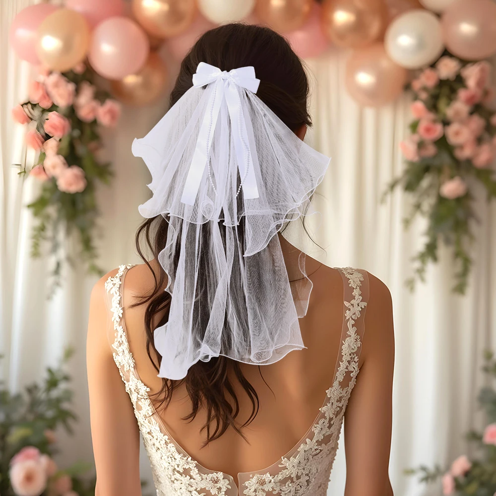White Tulle Hair Clips For Girls Fairy Mesh Bow Large Hairpin Flower Barrette Summer Party Wedding Women Headdress Accessories