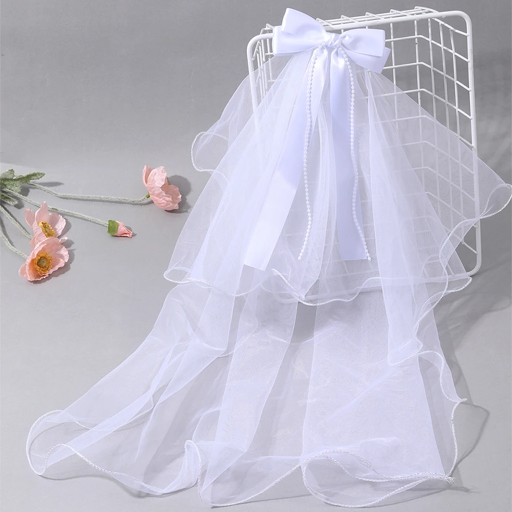 White Tulle Hair Clips For Girls Fairy Mesh Bow Large Hairpin Flower Barrette Summer Party Wedding Women Headdress Accessories