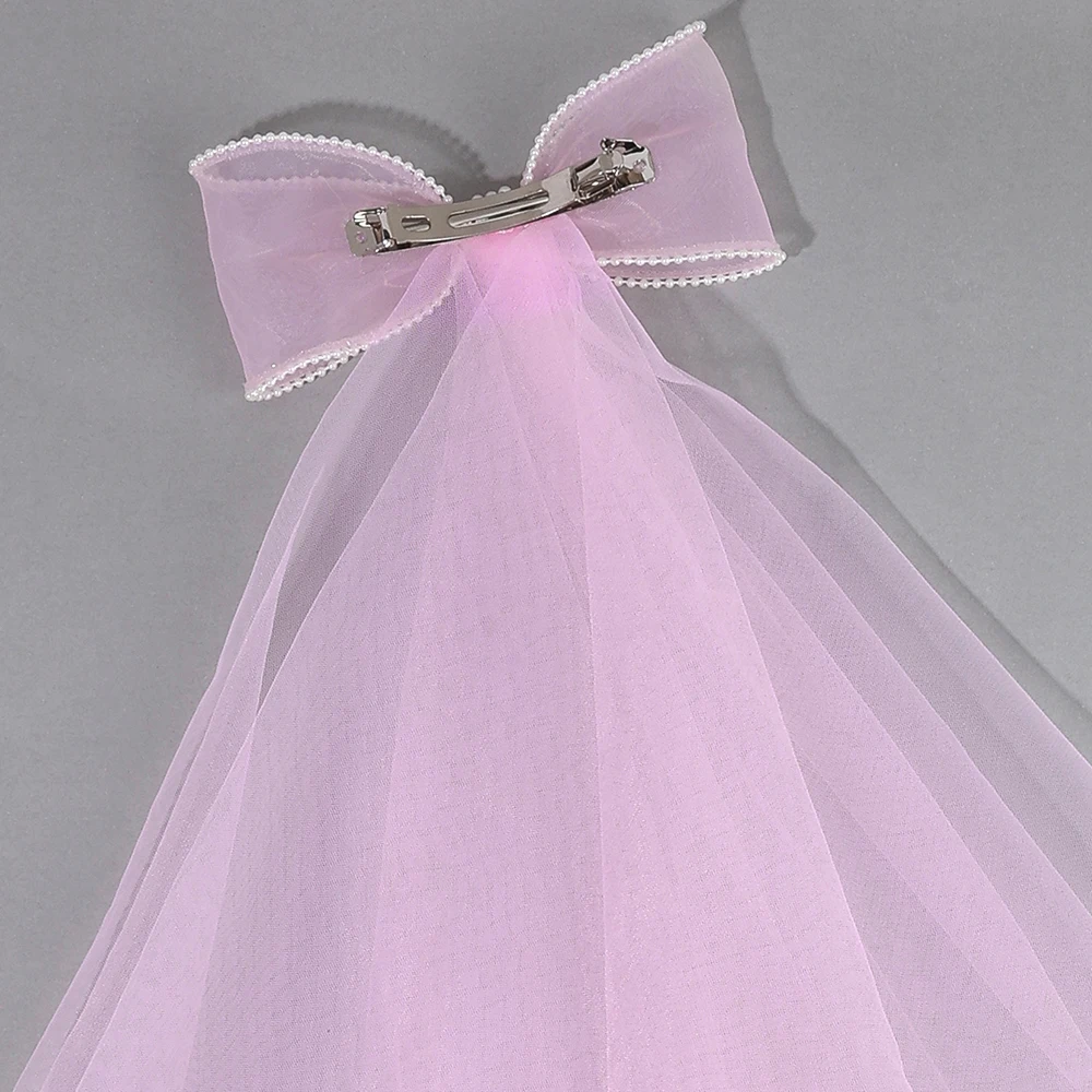 White Tulle Hair Clips For Girls Fairy Mesh Bow Large Hairpin Flower Barrette Summer Party Wedding Women Headdress Accessories