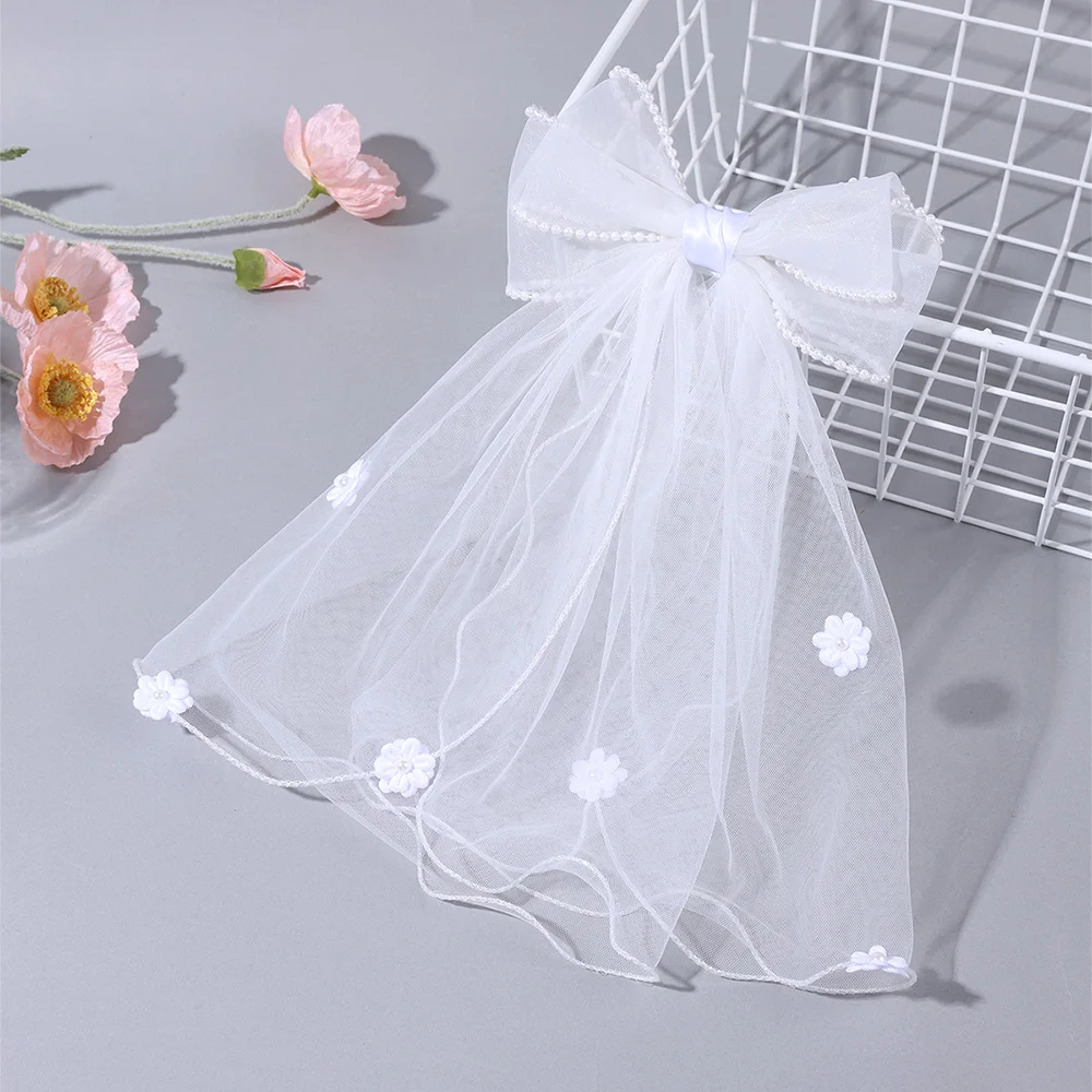 White Tulle Hair Clips For Girls Fairy Mesh Bow Large Hairpin Flower Barrette Summer Party Wedding Women Headdress Accessories