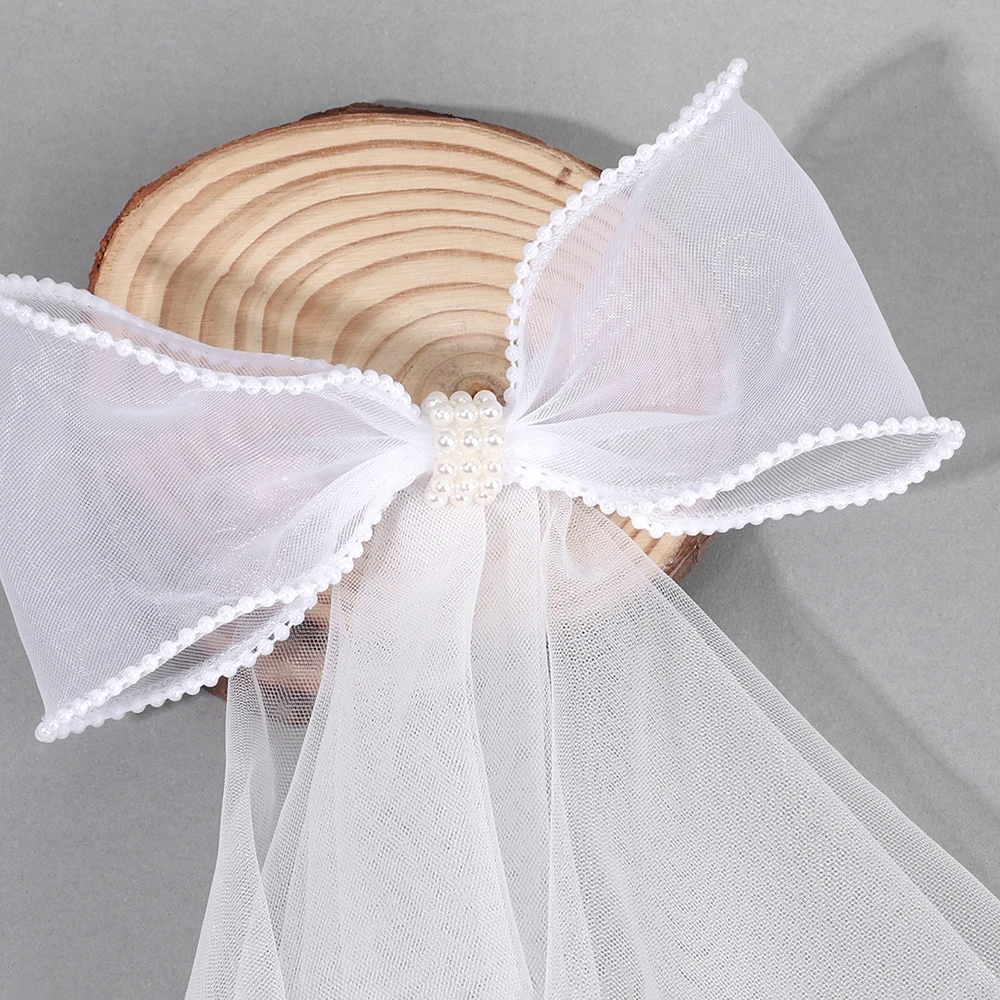 White Tulle Hair Clips For Girls Fairy Mesh Bow Large Hairpin Flower Barrette Summer Party Wedding Women Headdress Accessories
