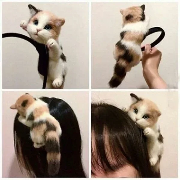 Hair Band Wool Felt Plush Toys Cute Hair Accessories Animal Simulation Crafts Cute Cat Headband Ladies Hair Accessories Party
