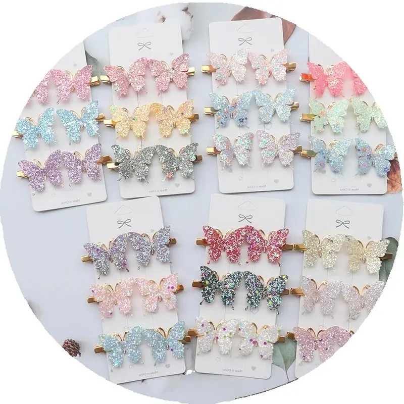 6/12Pcs Colorful Glitter Butterfly Hair Clips Girl Hairpins Barrettes Women Sweet Hair Ornament Fashion Hair Accessories