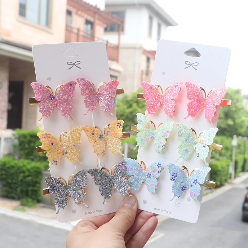 6/12Pcs Colorful Glitter Butterfly Hair Clips Girl Hairpins Barrettes Women Sweet Hair Ornament Fashion Hair Accessories
