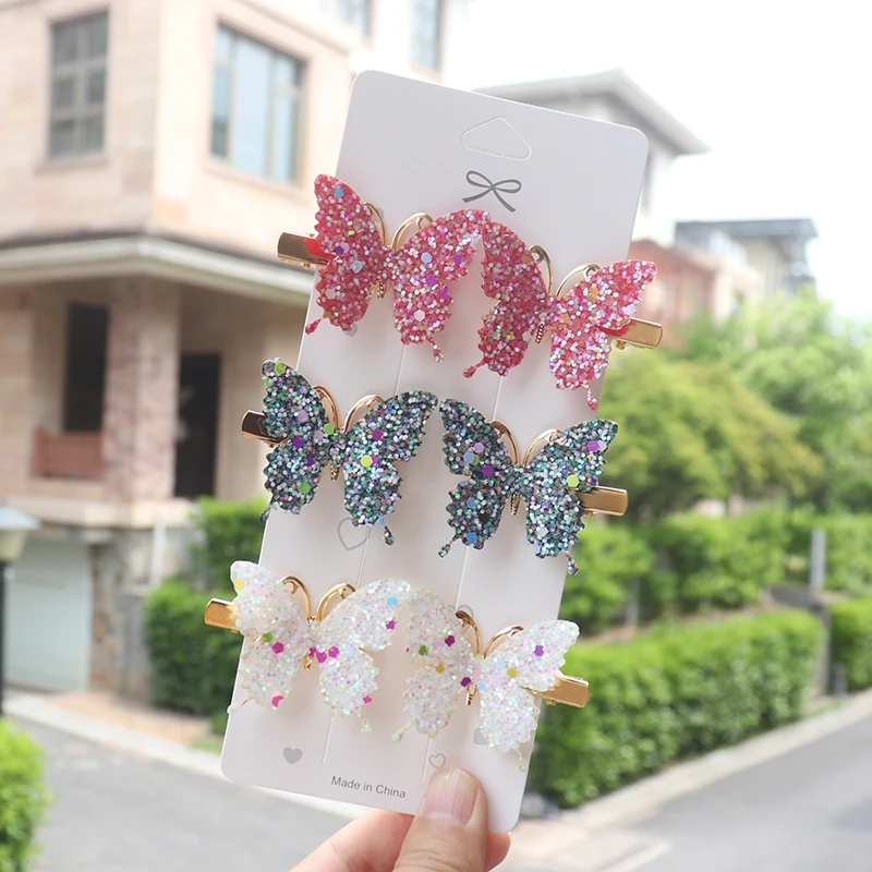 6/12Pcs Colorful Glitter Butterfly Hair Clips Girl Hairpins Barrettes Women Sweet Hair Ornament Fashion Hair Accessories
