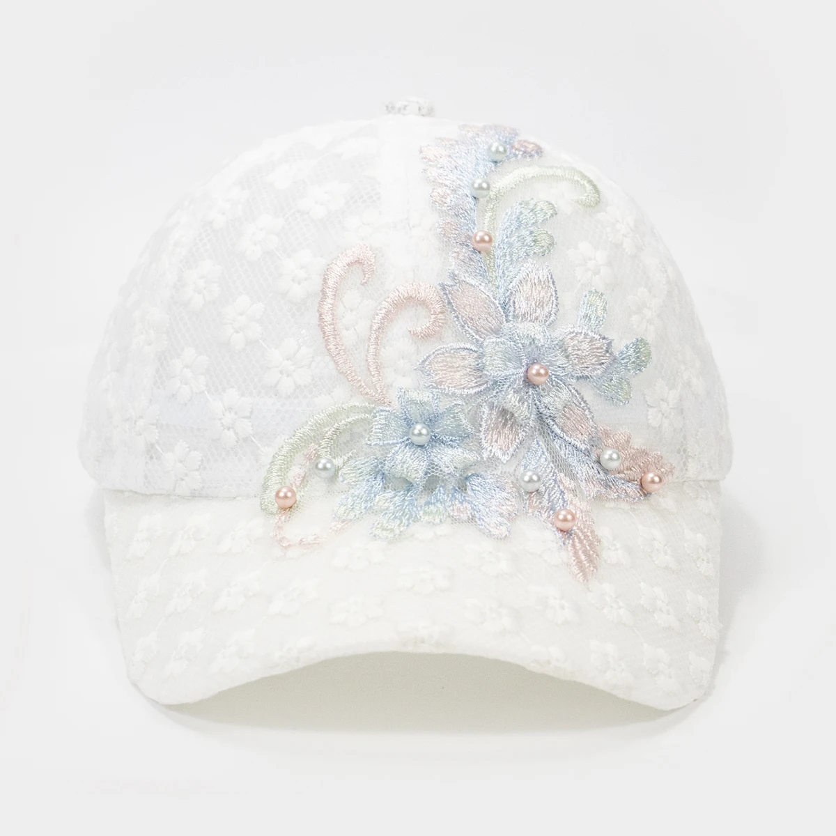Lace Hollow out Breathable Women's Baseball Cap White Embroidery Elegant Hat