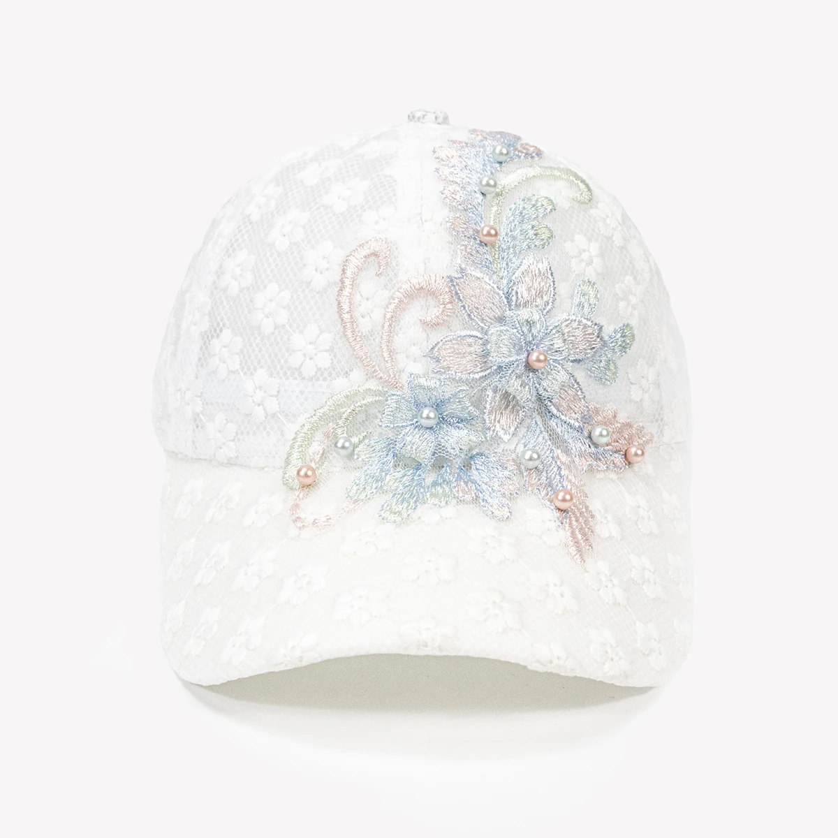 Lace Hollow out Breathable Women's Baseball Cap White Embroidery Elegant Hat