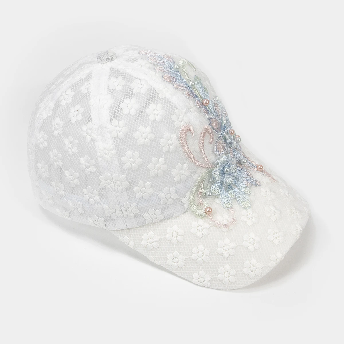 Lace Hollow out Breathable Women's Baseball Cap White Embroidery Elegant Hat
