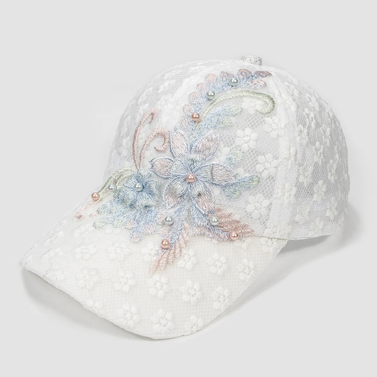 Lace Hollow out Breathable Women's Baseball Cap White Embroidery Elegant Hat