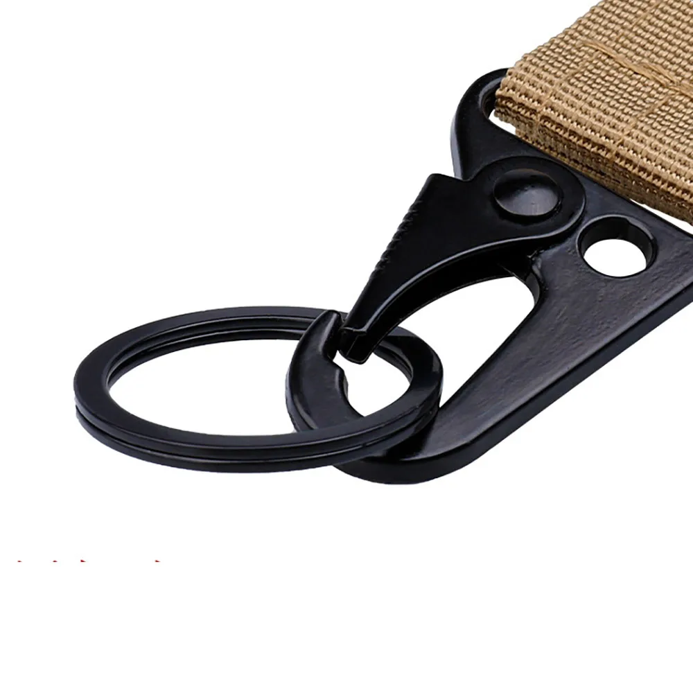 Tactical Belt Keychain Holder Carabiner Key Hook Nylon Webbing Buckle Systems Belts Buckle Hanging Hiking Outdoor Accessories