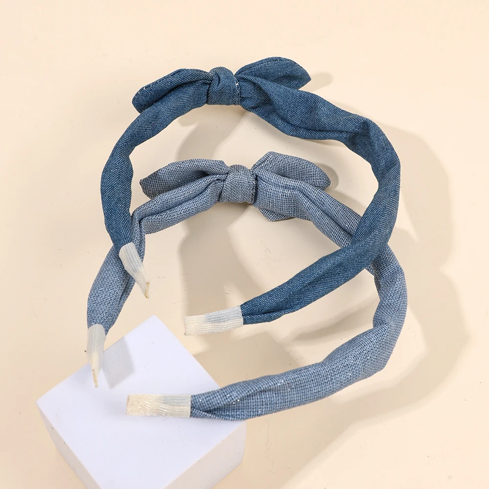2Pcs Trendy Bow Hair Bands Girls Sweet Vintage Knotted Headband Head Hoop Children Kids Women Korean Style Headdress Accessories