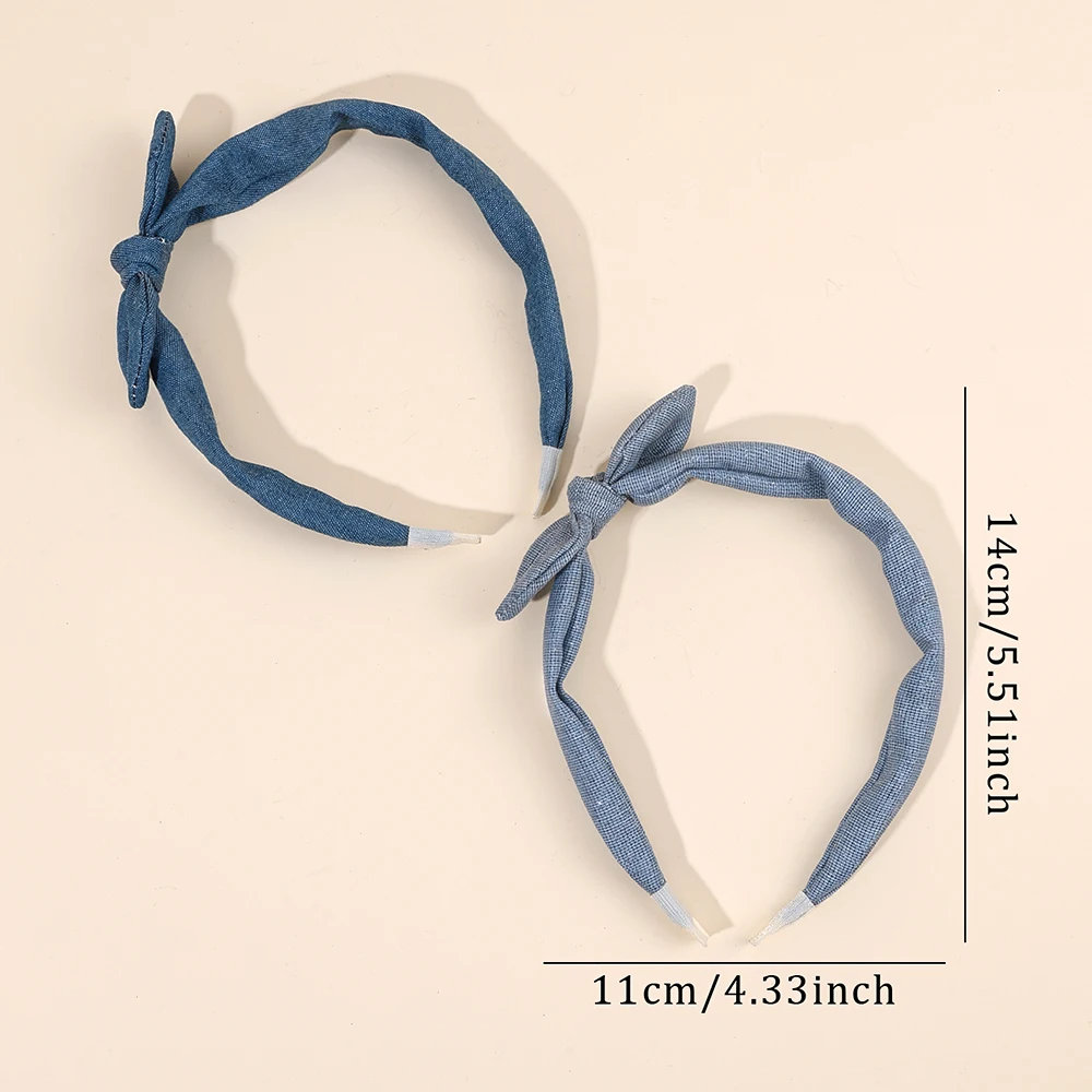 2Pcs Trendy Bow Hair Bands Girls Sweet Vintage Knotted Headband Head Hoop Children Kids Women Korean Style Headdress Accessories