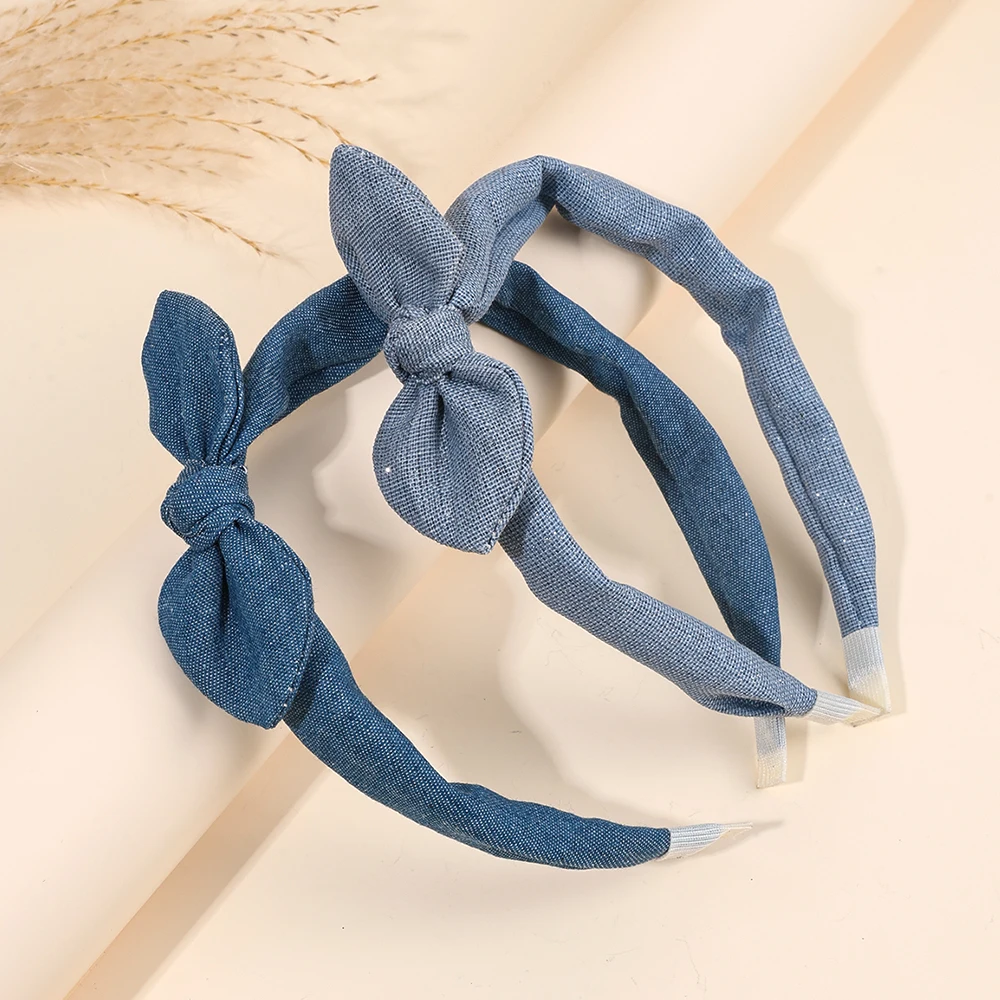 2Pcs Trendy Bow Hair Bands Girls Sweet Vintage Knotted Headband Head Hoop Children Kids Women Korean Style Headdress Accessories