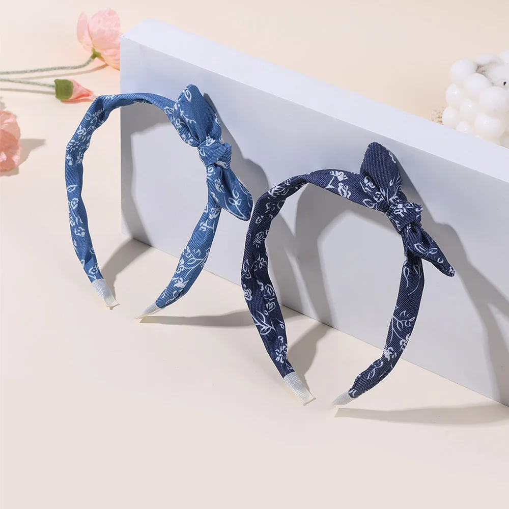 2Pcs Trendy Bow Hair Bands Girls Sweet Vintage Knotted Headband Head Hoop Children Kids Women Korean Style Headdress Accessories