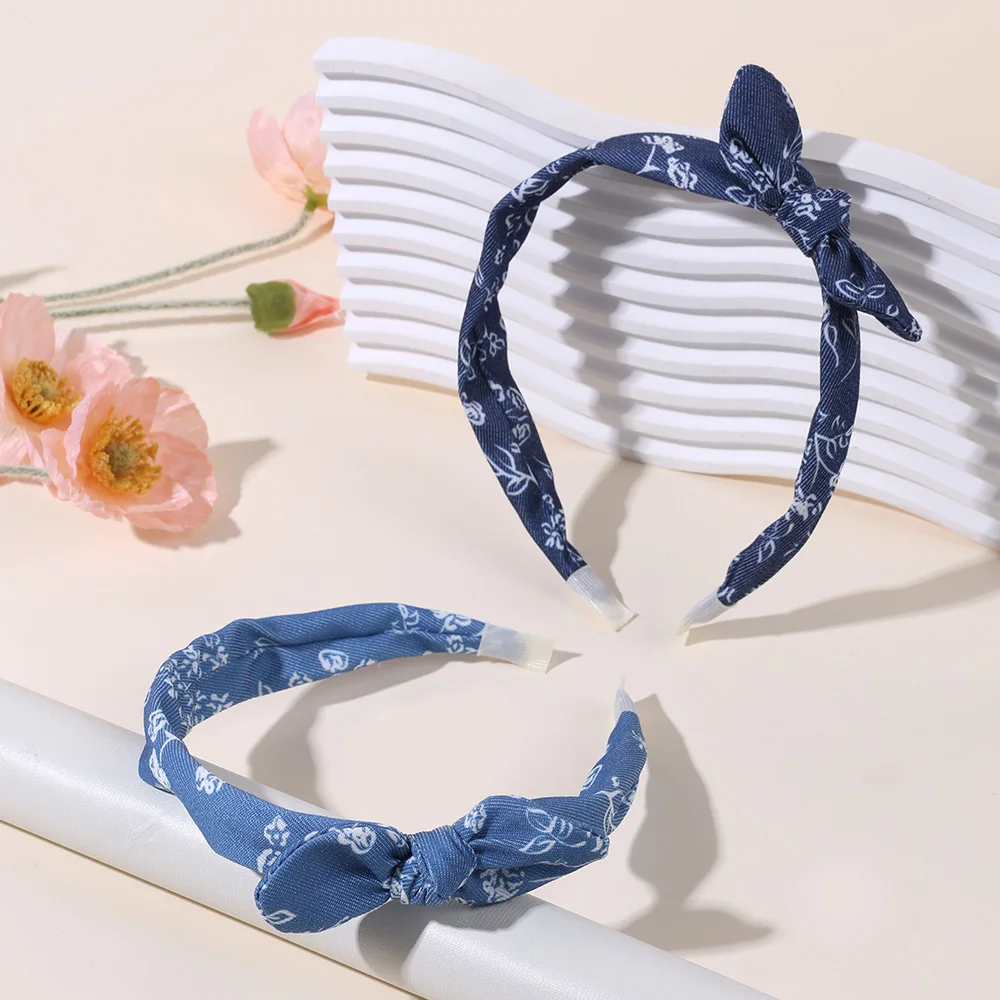 2Pcs Trendy Bow Hair Bands Girls Sweet Vintage Knotted Headband Head Hoop Children Kids Women Korean Style Headdress Accessories