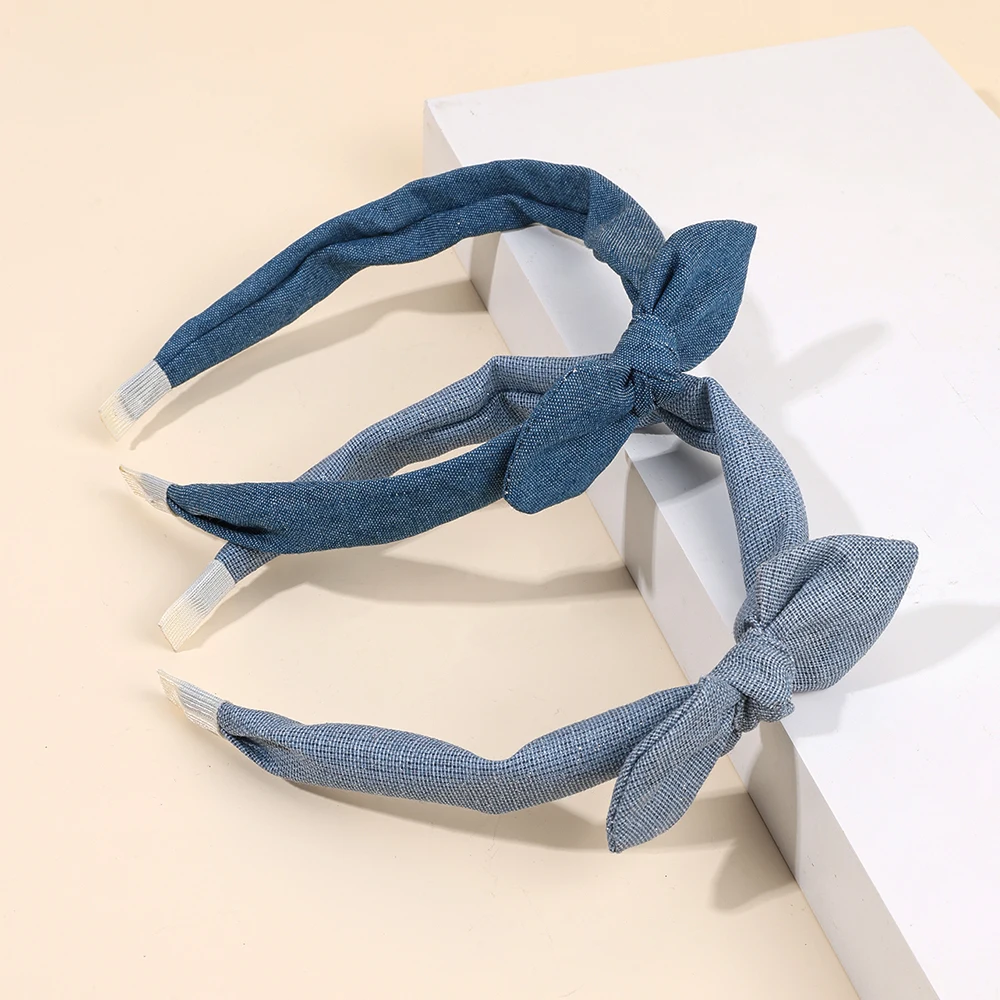 2Pcs Trendy Bow Hair Bands Girls Sweet Vintage Knotted Headband Head Hoop Children Kids Women Korean Style Headdress Accessories