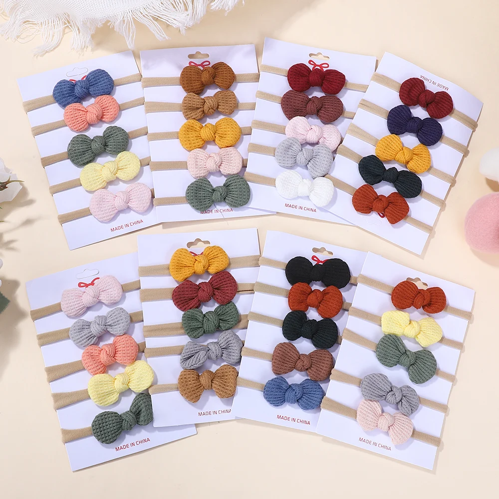 20Pcs/Set Cotton Baby Bows Headband Nylon Headbands Hair Bands for Children Girls Soft Hairband Toddler Random Hair Accessories