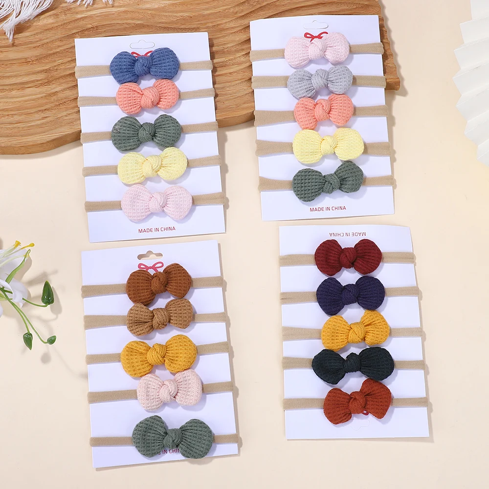 20Pcs/Set Cotton Baby Bows Headband Nylon Headbands Hair Bands for Children Girls Soft Hairband Toddler Random Hair Accessories