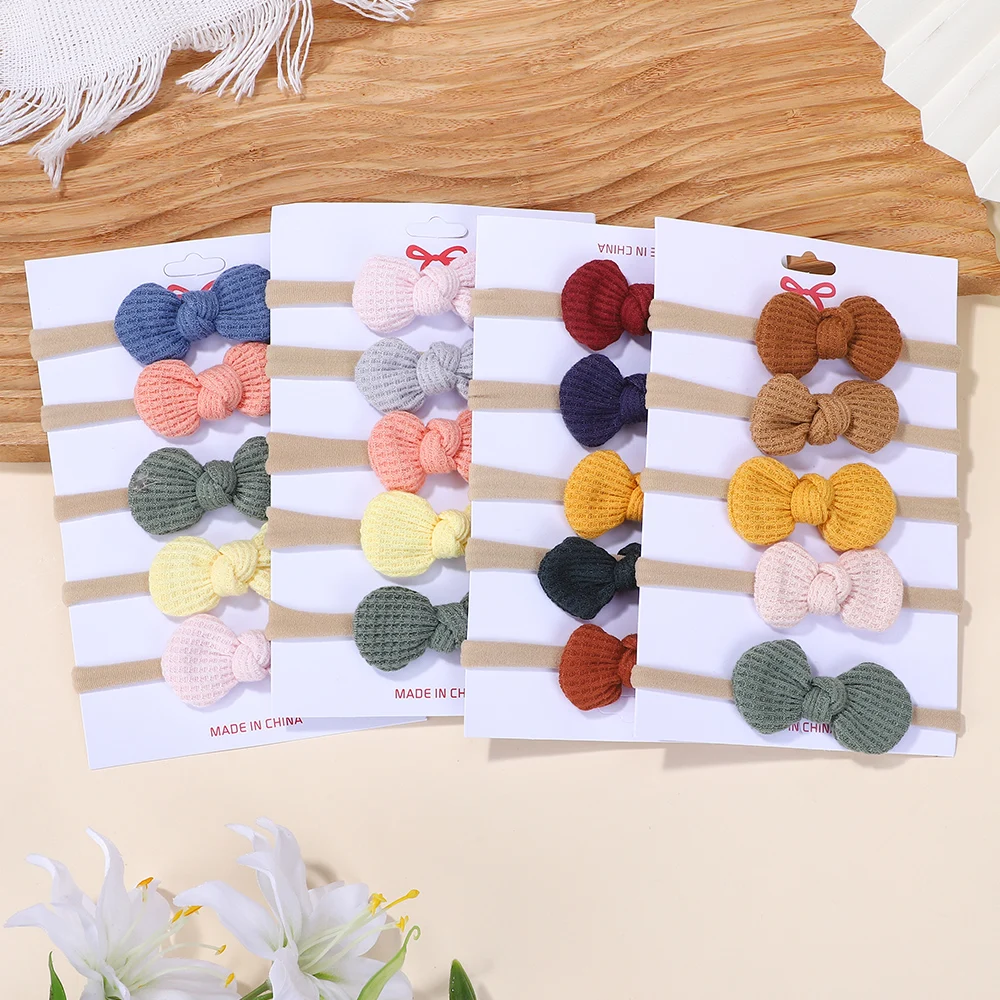 20Pcs/Set Cotton Baby Bows Headband Nylon Headbands Hair Bands for Children Girls Soft Hairband Toddler Random Hair Accessories