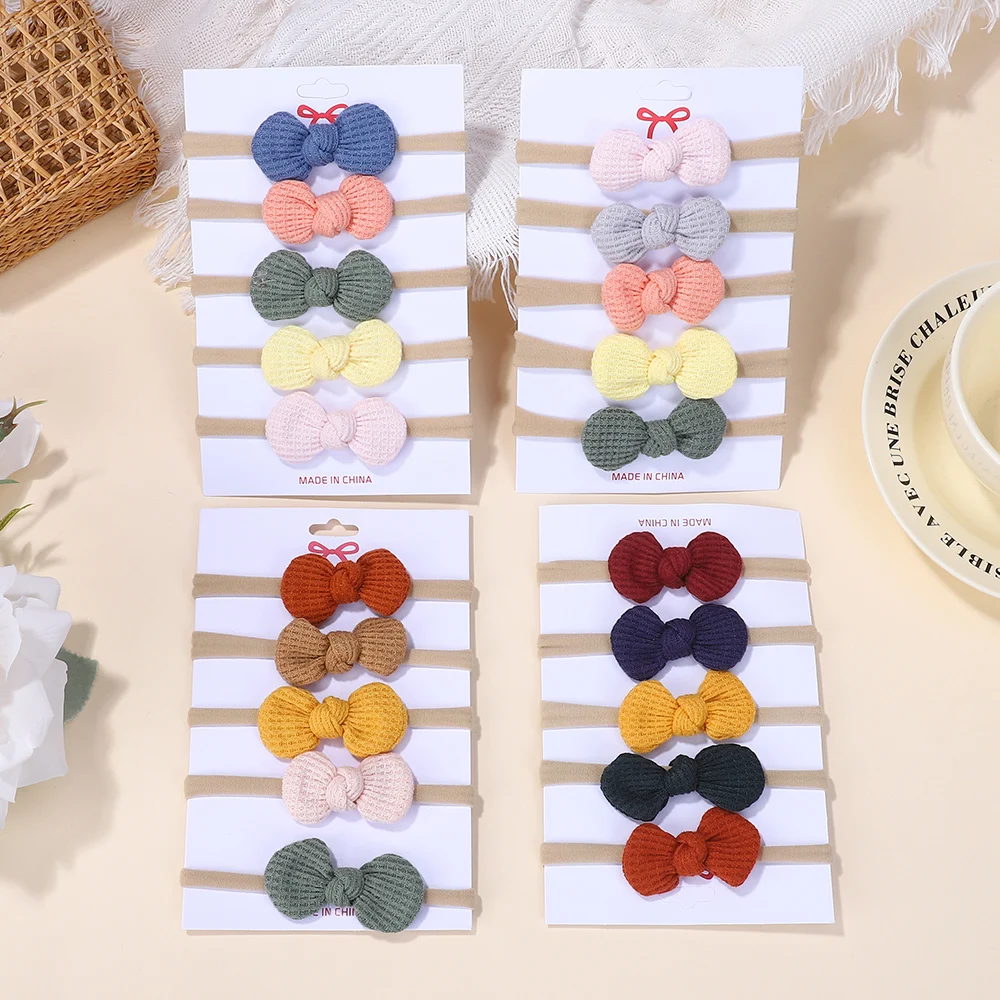 20Pcs/Set Cotton Baby Bows Headband Nylon Headbands Hair Bands for Children Girls Soft Hairband Toddler Random Hair Accessories