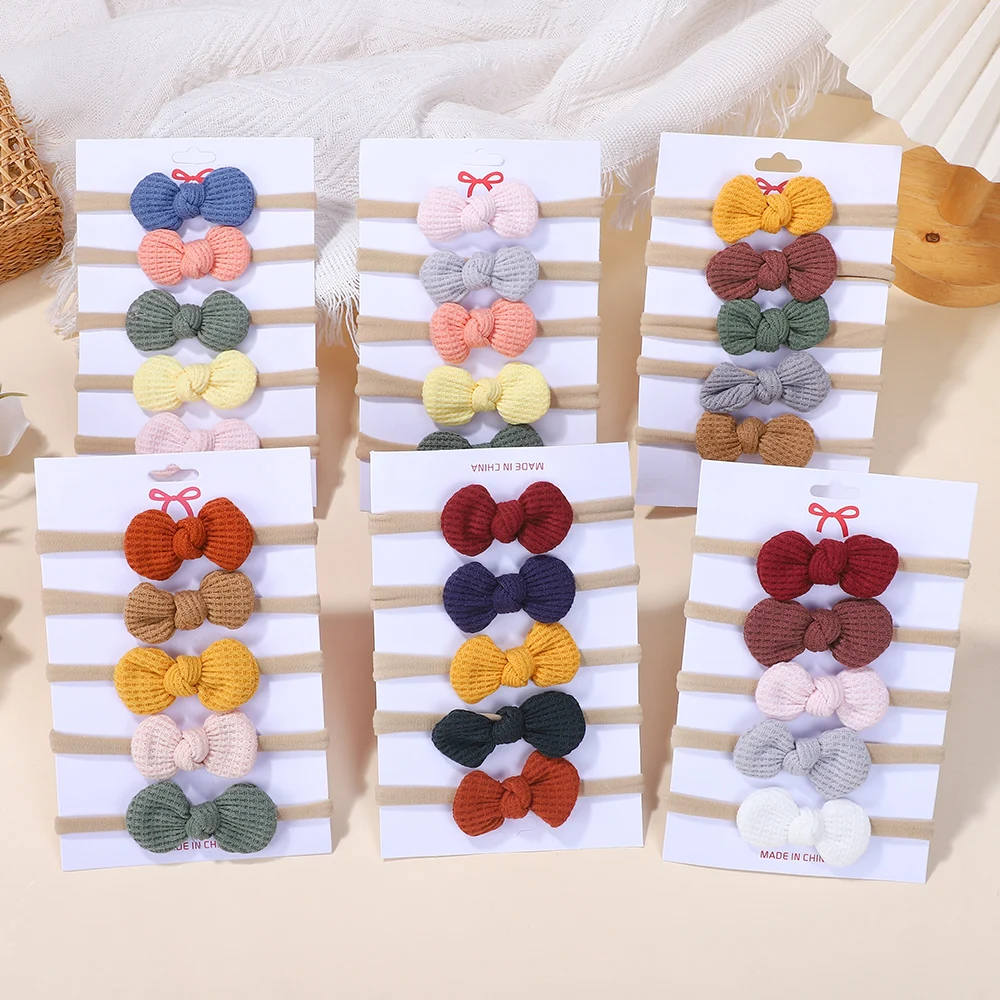 20Pcs/Set Cotton Baby Bows Headband Nylon Headbands Hair Bands for Children Girls Soft Hairband Toddler Random Hair Accessories