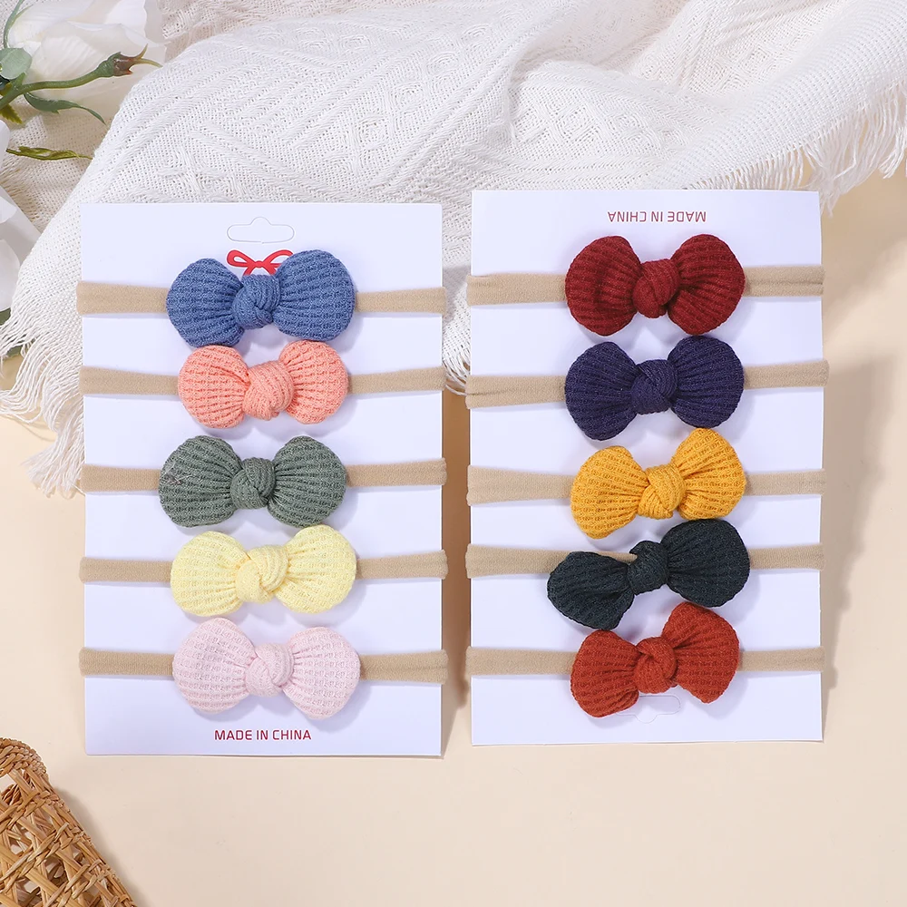 20Pcs/Set Cotton Baby Bows Headband Nylon Headbands Hair Bands for Children Girls Soft Hairband Toddler Random Hair Accessories