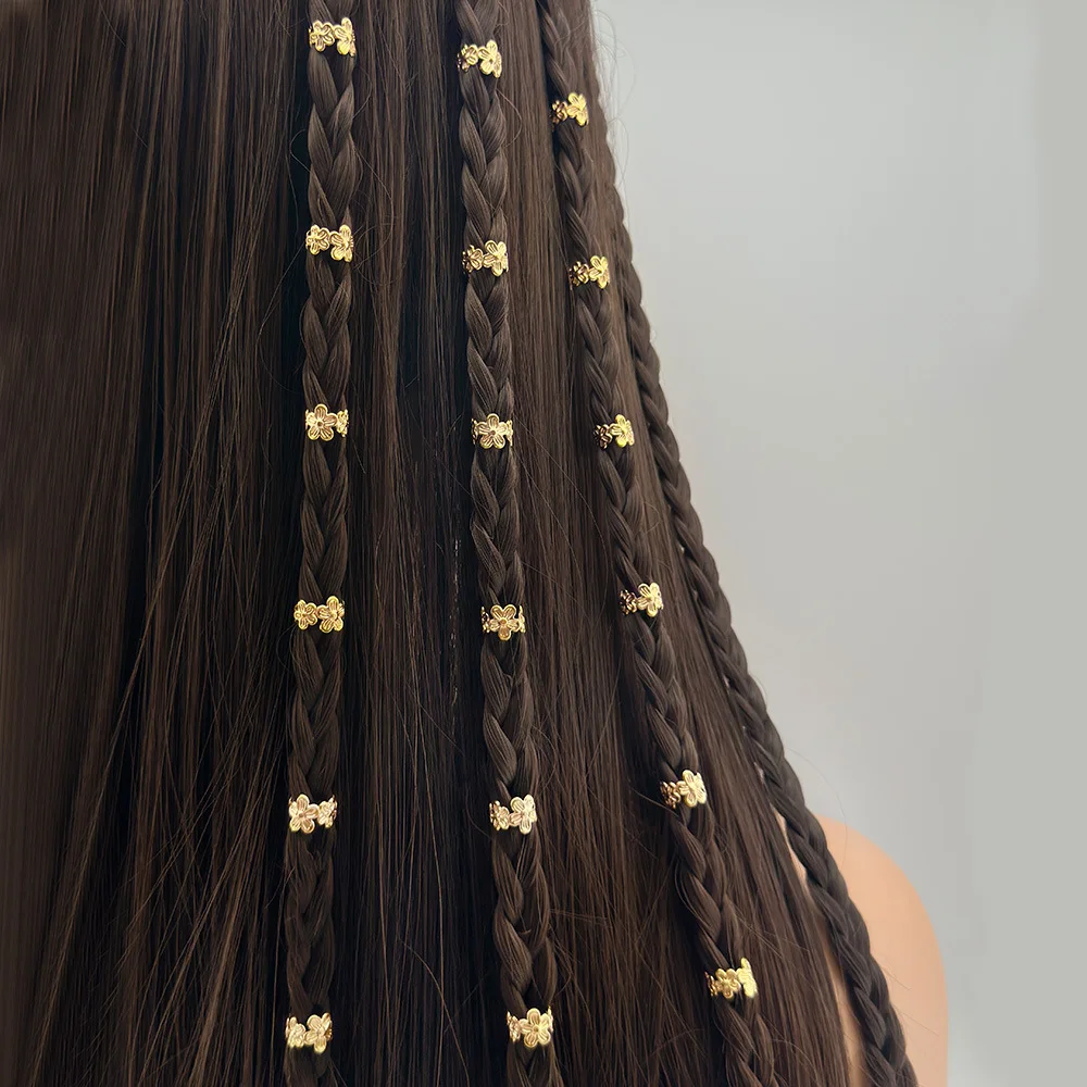 40pcs Hair Braid Rings Clips Dread Locks Hair Braiding Metal Quincunx Hollow Hair Rings for DIY Wig Dreadlocks Accessories