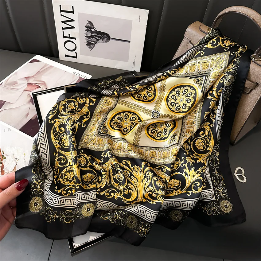 New Four Seasons Fashion Print Silk Square Scarf 70x70cm Fashionable Four Seasons Headband Luxury Sunscreen Shawl Bandannas