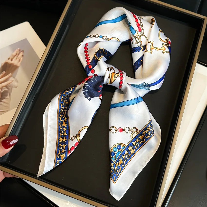 New Four Seasons Fashion Print Silk Square Scarf 70x70cm Fashionable Four Seasons Headband Luxury Sunscreen Shawl Bandannas
