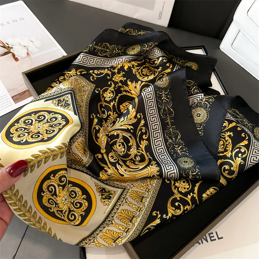 New Four Seasons Fashion Print Silk Square Scarf 70x70cm Fashionable Four Seasons Headband Luxury Sunscreen Shawl Bandannas