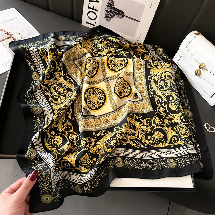 New Four Seasons Fashion Print Silk Square Scarf 70x70cm Fashionable Four Seasons Headband Luxury Sunscreen Shawl Bandannas