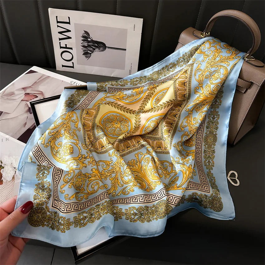 New Four Seasons Fashion Print Silk Square Scarf 70x70cm Fashionable Four Seasons Headband Luxury Sunscreen Shawl Bandannas